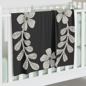 Black Foliage Baby Swaddle Blanket - Image 3