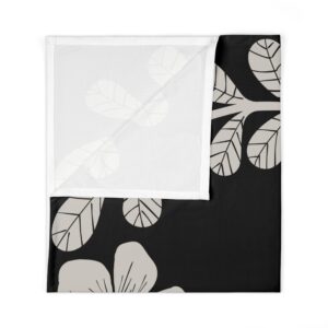 Black Foliage Baby Swaddle Blanket - Image 2